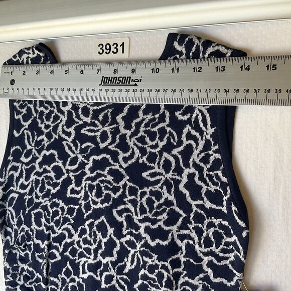 Eva Mendes New York & Company Women Midi Dress M Navy Floral Zipper Sleeveless - Picture 3 of 8